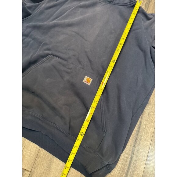 Carhartt Mens XL Navy Hoodie Thick Sweatshirt 80% Cotton 20% Polyester Flawed - Picture 3 of 8